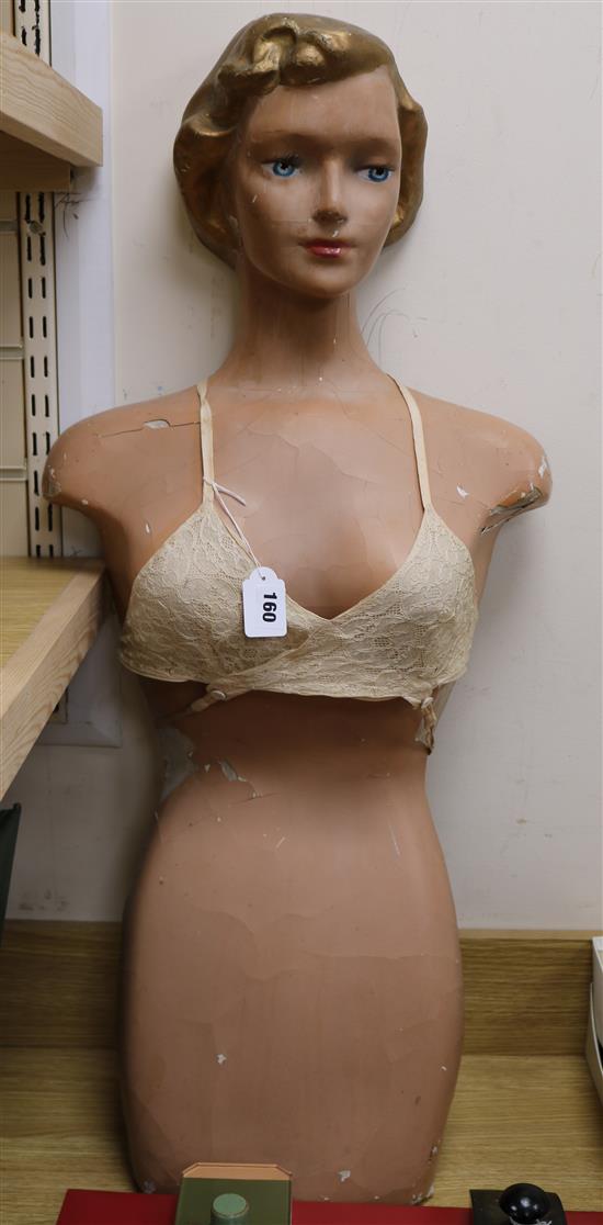 A 1940s/50s composition mannequin three quarter height